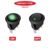 MKBKLLJY Round Rocker Switch Green LED 12V 20A 3Pin Wired