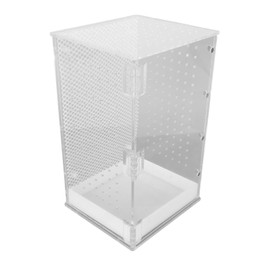 TOPINCN Reptile Terrarium Tank, Acrylic Reptile Tank Ventilation Hole, Magnetic Door, Leak-Proof, Transparent, Safe for Frog and Hermit Crab (M)