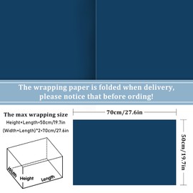 JarThenaAMCS 12 Sheets Dusty Blue Wrapping Paper - Not Roll - 6 Colors Gradient Blue Gift Wrap Paper Folded Flat DIY Craft Art Paper for Wedding Birthday Baby Shower Party, 19.7 x 27.6 Inch