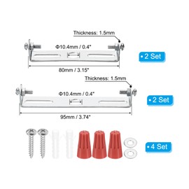 PATIKIL 80mm(3.15"), 95mm(3.74") Universal Light Fixture Mounting Bracket Kit, 4 Set Light Crossbar Ceiling Light Plate with Screw for Wall Light Ceiling Light Pendant Chandelier