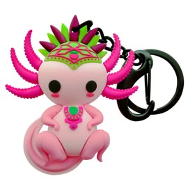 Llavero 3D PVC Ajolote Yul Rosa Mate Accesorio BY MEXICO