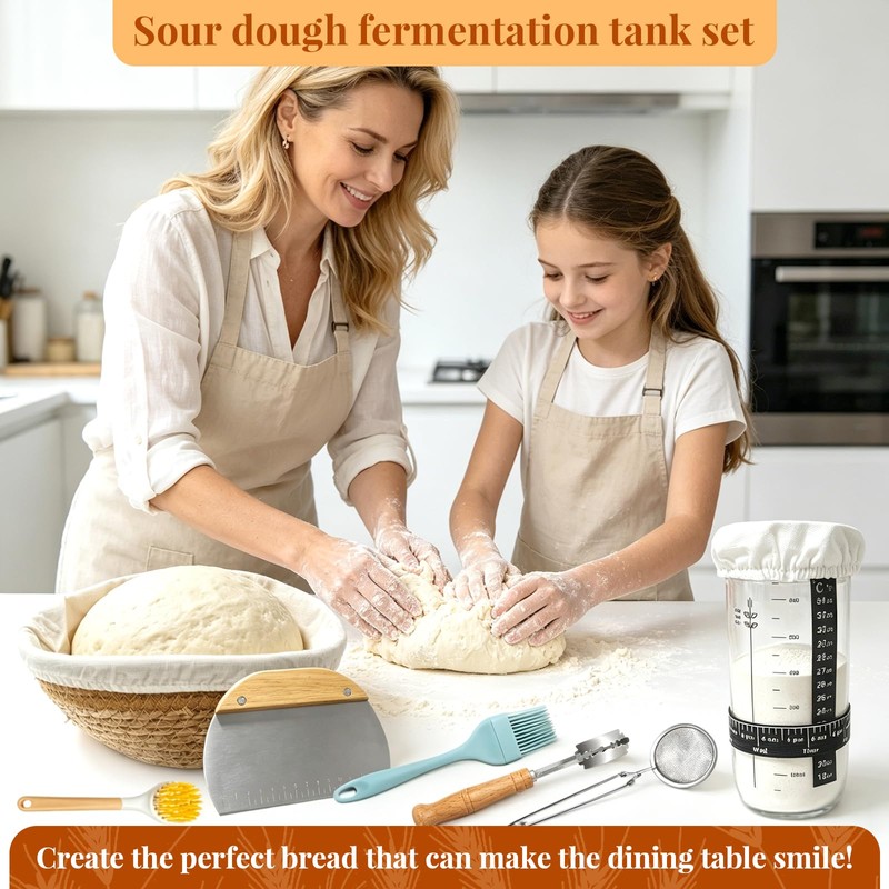 Sourdough Bread Baking Kit, Supplies with Round & Bread Proofing
