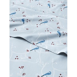 Christmas Sheets King - 4 Piece Deep Pocket Christmas Sheet Set - Soft & Wrinkle Free - Blue Winter Holiday Bed Sheets - Women, Men, Kids And Teens - Winter Bed Sheets - Cute Snowy Bluebirds & Holly