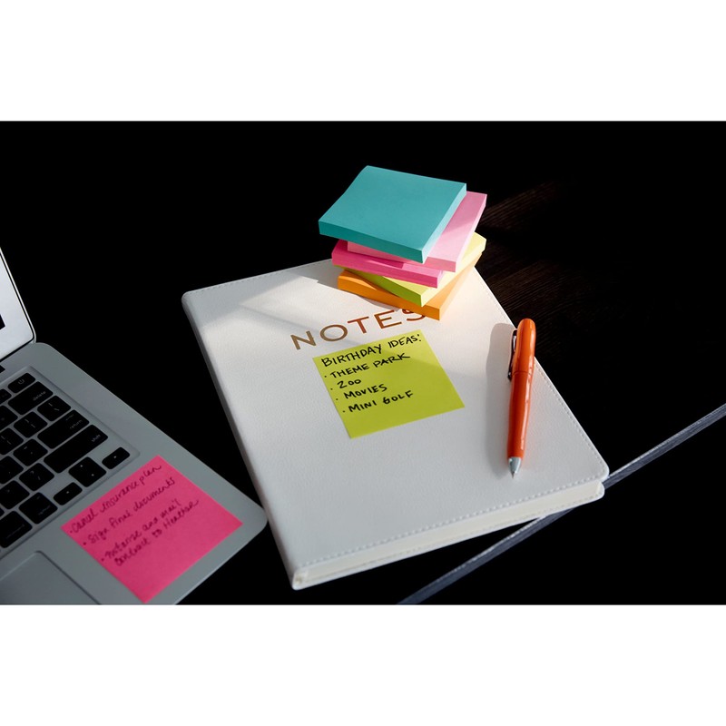 Post-it Super Sticky Notes, 3x3 in, 4 Pads, 2x the