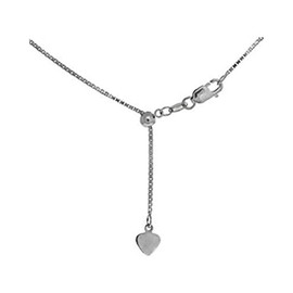Central Diamond Center Sterling Silver 22" Adjustable Box Chain-Made in Italy- 0.8mm-Platinum Plated
