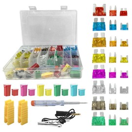Tuxihapp 304PCS Car Fuses Assortment Kit, Standard & Small & Mini Blade Fuse with Tester & Fuse Puller, Auto Low & Tall/STD Profile Box Shaped Assorted Fuse Replacement for Truck/Car/Boat (Colorful)