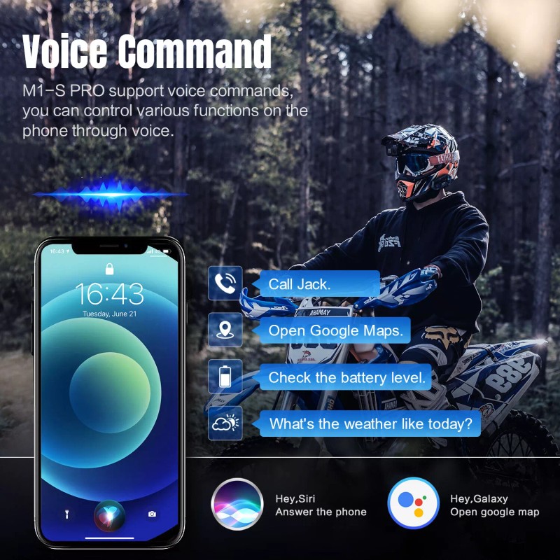 Fodsports M1-S PRO 2000m 10 Riders Motorcycle Helmet Intercom Motorbike