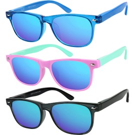 Kids Sunglasses Polarized Rubber Flexible Frame Sunglasses for Kids Boys Girls (3 Pack Age 3-10)