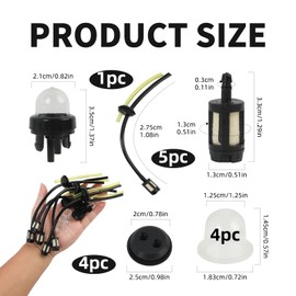 14 pcs Benzinfilter Kit Benzinschlauch Dichtung Set als Ersatzteile für Freischneider, Motorsense Ersatzteile, Rasentrimmer, Universal Benzinfilter klein für Gartengeräte