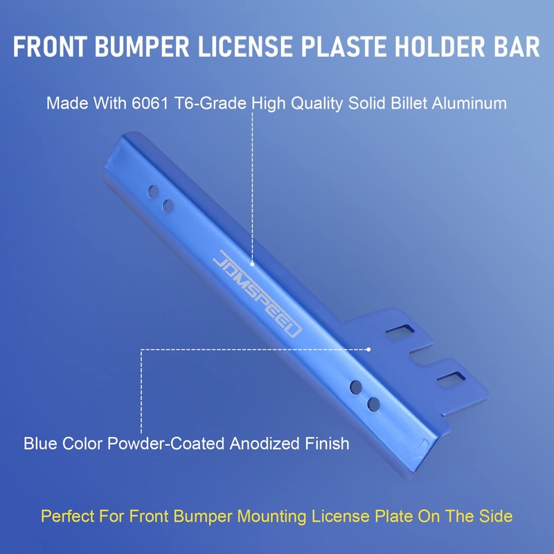 JDMSPEED Universal Blue Front Bumper License Plate Mount Bracket Relocator