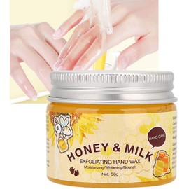Mascarilla para Manos, 50 G Leche Miel Exfoliante Hidratante Mascarilla para el Cuidado de las Manos Cera para Manos Mascarilla Despegable Suave Piel Sedosa Hidratante Nutrir Cera para Manos Exfoliant