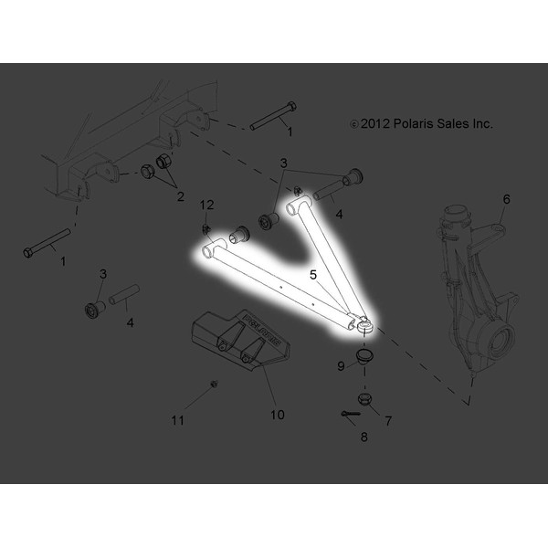 Polaris Ranger Left A Frame Weldment, Matte Black, Genuine OEM Part 1543387-458, Qty 1
