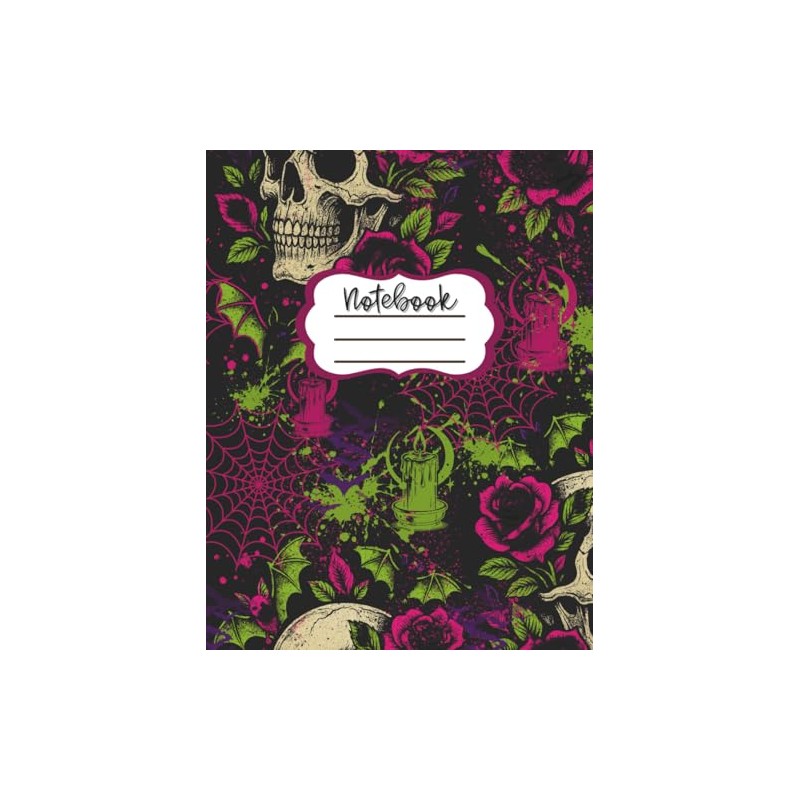 Gothic Glow Notebook A Lined Journal with Skulls, Roses, and