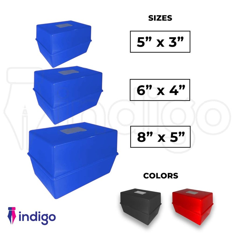 indigo® Office Index Record Card Box Filing Box With Coloured