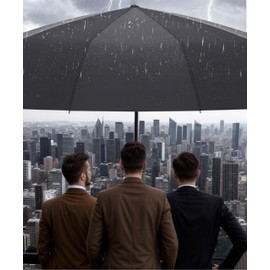 Meichoon Upgrade Super Large Size Umbrella for 3-4 Person Enhanced 12 Rib Waterproof Windproof Lightweight Durable Auto Open/Close Sunshade UV Protection for Sunny & Rainy Days Travel Business Black