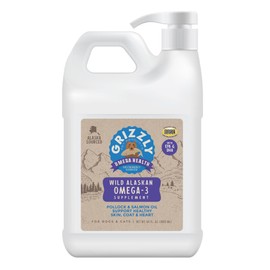 Grizzly Pet Products Omega Health Liquid Omega-3 Supplement for Dogs and Cats, 64 Ounce Jug