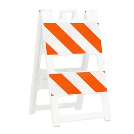 Plasticade All-Plastic A-Frame Type 2 Barricade (12" Top, 8" Bottom) - High Intensity Prismatic Reflective Sheeting, Durable, High-Visibility Traffic Control Solution with Built-in Handle