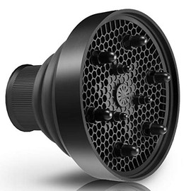 Shmian Universal Blow Dryer Diffuser Attachment - Collapsible & Portable Hair Diffuser for Curly/Wavy Hair, Fits 1.57-1.99" Nozzles, Lightweight Folding Design for Travel (Black)