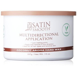 Satin Smooth Coconut Aroma Hard Wax, Vegan No-Strip Wax for All Hair Types, Multi-Directional Application, Ideal for Sensitive Skin, Salon Grade Hair Removal, 1 Pack