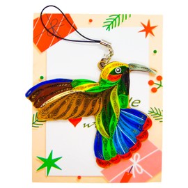 Colorful Hummingbird, Home Decorations Holiday Decor, Handmade Ornament for Animal Lovers, quilled Ornament, Handbag Backpack Bag Purse Mobile Phone Car Hanging Decorations by GREENHANDSHAKE
