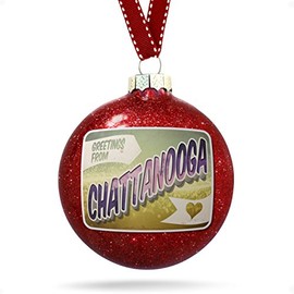 NEONBLOND Christmas Decoration Greetings from Chattanooga, Vintage Postcard Ornament