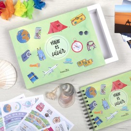 HappyMots - Travel is Vivir - Stick-On and Writing Photo Album with Protective Box for Storage