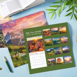 2026 Calendar - Bible Verse Wall Calendar 2026, Jan 2026 - Dec 2026, 12" x 24" (Open), 12 Monthly Calendar, Hanging Holes, Large Blocks & Holidays - Nature's Beauty with Inspiring Bible Quotes