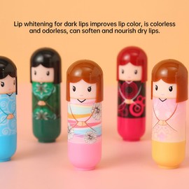 Caja de bálsamo labial en forma de muñeca, 24 crema hidratante reparadora labios para eliminar la piel muerta, cuidado nutritivo los labios