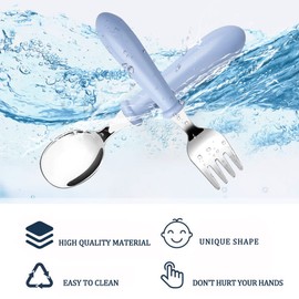 Witbicg Baby Cutlery Set, Learning Spoon, Children's Cutlery, Baby Spoon, Self-Eating, Children's Spoons and Forks, Self-Feeding, BPA-Free and Dishwasher Safe (B) Pack of 6