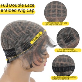 Ailsa Braided Wig Cap - Double Full Lace Crochet Wig Cap with Baby Hair - Breathable Lace Cap for Black Women - Glueless Braided Wig Cap for Crochet Braids (Wig Cap with Baby Hair (123 Sections))