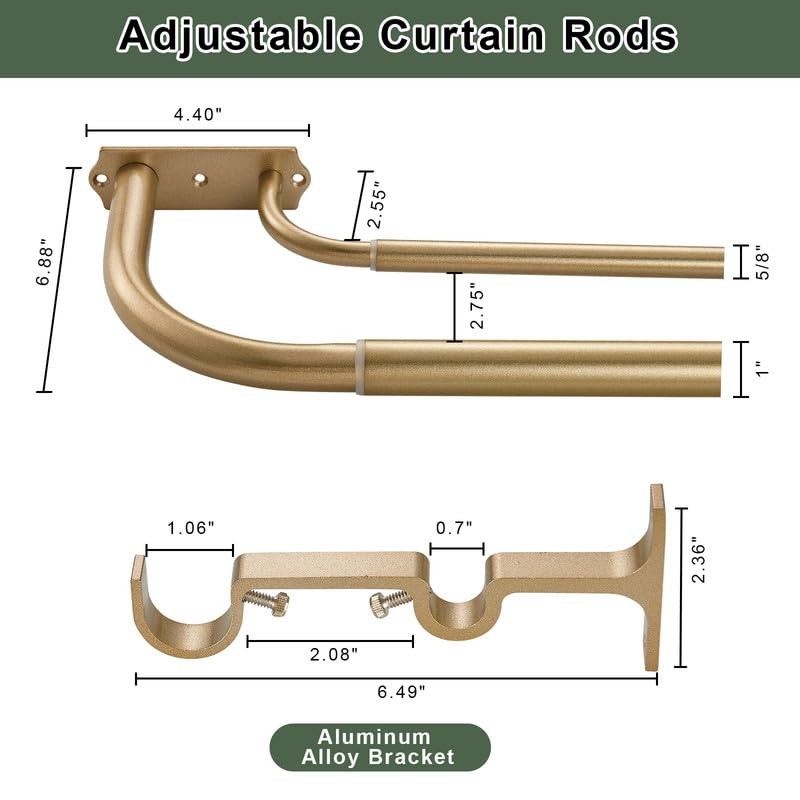 Antique Gold Double Curtain Rods, Double Curtain Rod for Window
