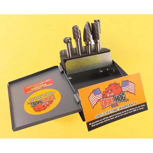 Drill Hog 8 Pc Double Cut Carbide Burr Set Tungsten