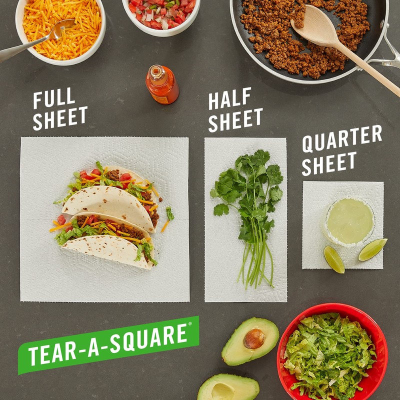 Brawny® Tear-A-Square® Paper Towels, 4 Double Rolls = 8 Regular