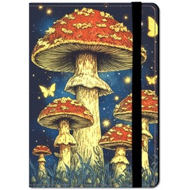 CRETACABIN Mushroom Passport Cover Wallets Passport Pocketand Leather Credit Card Holder Card Slots Wallet Holder Combo Waterproof Documents Organizer Protector Essentials for Travel 5.8x4.1Inch