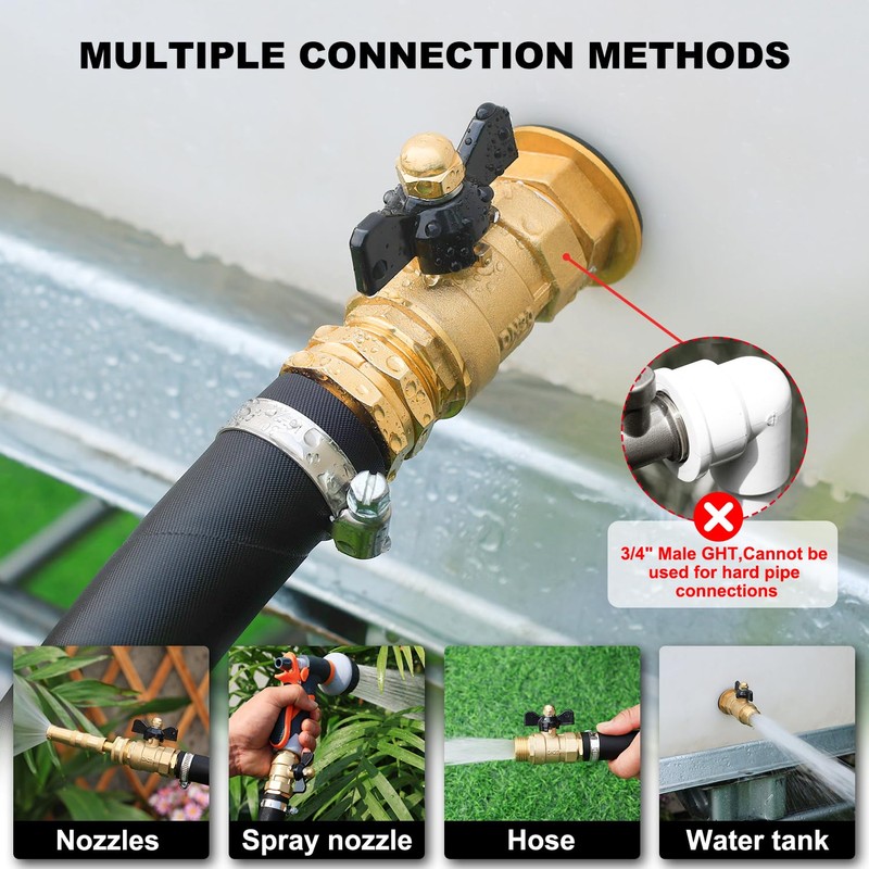 YELUN Garden Hose Brass Shut Off Valve Full Flow, No
