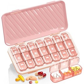 Pastillero 3 Veces Al Día, Pastillero De 7 Días, Pastillero Semanal, Estuche Dispensador Portátil Y Extraíble Para Medicamentos Diarios, Para Suplementos De Vitaminas Y Aceite De Pescado, Col