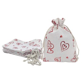 Ankirol 5x7 Burlap Drawstring Bags 20pcs Burlap Gift Pouches Gift Bag Sacks Party Favors Both Side Print (Heart)