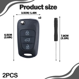 2 Pcs Car Key Cover, 3 Buttons Car Key Fob Case Replacement, Remote Control Folding Cars Keys Shell Case Accessories