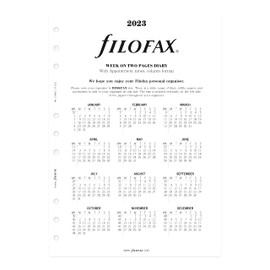 Filofax Refill, Deskfax, Week-to-View with Appointments, White Paper, English, 2023 (C68612-23), 7 inches X 10 inches