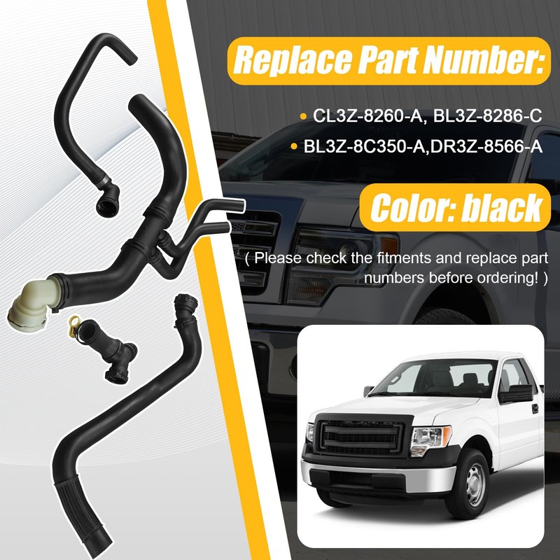 Radiator Coolant Hoses w/T-Connector Compatible with Ford F-150 2011-2014