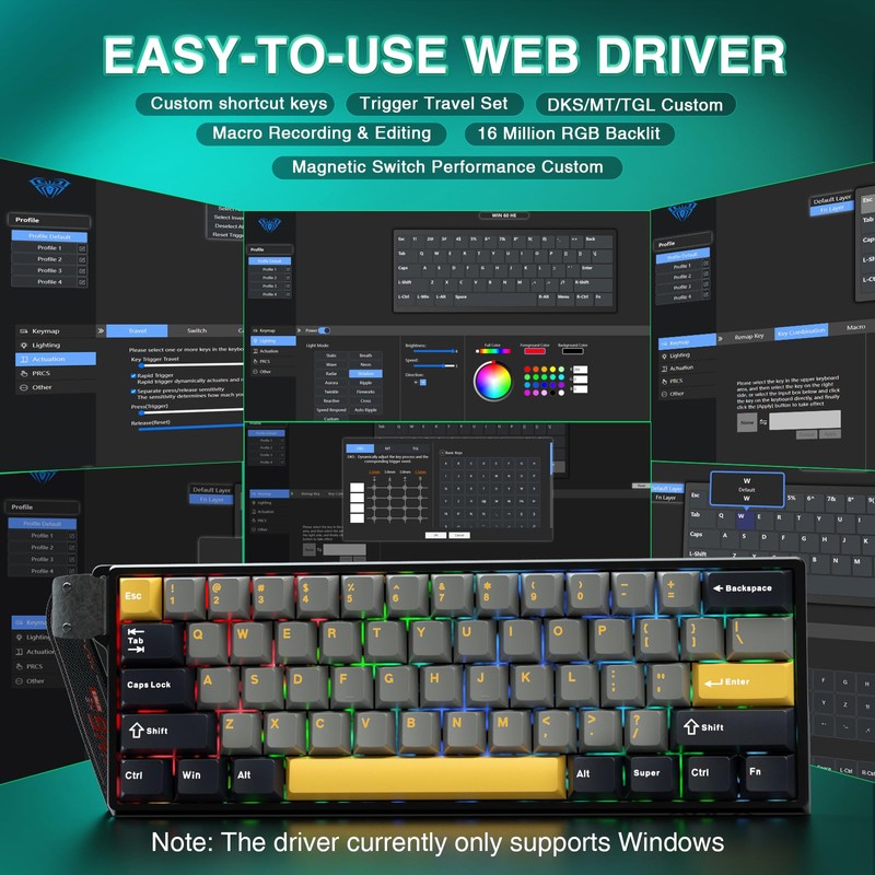 AULA WIN60 HE MAX - 60% Mechanical Gaming Keyboard Wired,
