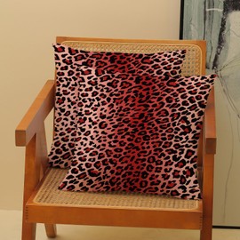 AEIOAE Wine Red Leopard Print Pillow Covers 18x18 Inch 2 Pcs,Cheetah Print Decorative Throw Pillows,Animal Wildlife Farmhouse Indoor Outdoor Decor Pillowcase Cushion Cover for Home Couch Sofa Bed