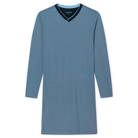 Schiesser Men's Long Nightdress, Blue Patterned