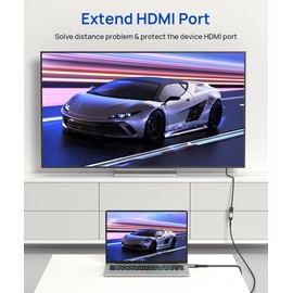 HDMI Extension Cable 3.3FT, JSAUX 4K 60Hz High Speed HDMI Extender Cord Male to Female Adapter Connector (HDR HDCP 2.2), Compatible with Roku TV Streaming Stick, Bluray Player, HDTV, Laptop, PC - Grey