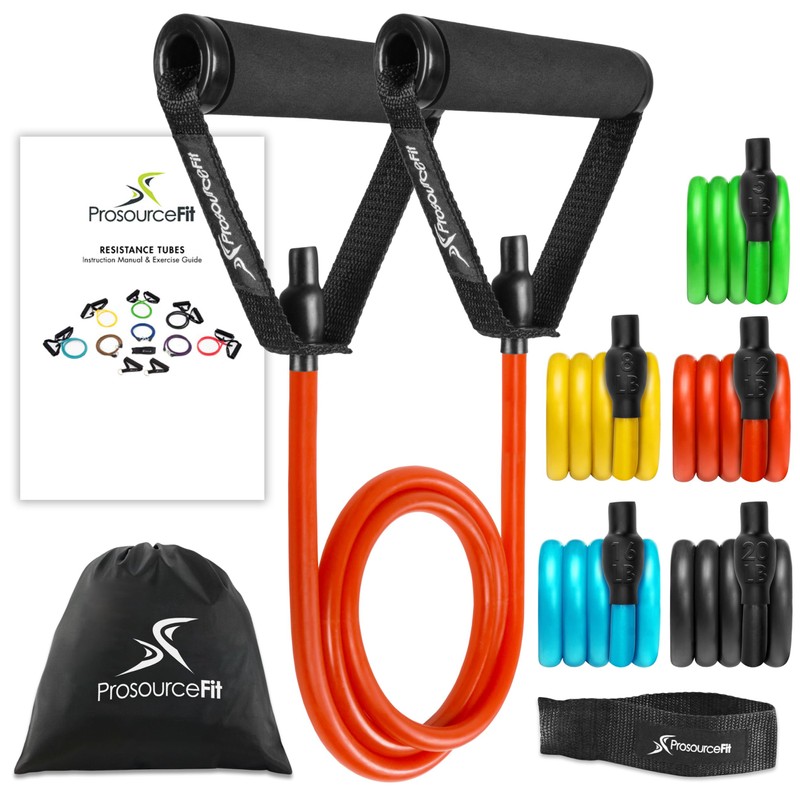 ProSource Fit Tube Resistance Bands Set with Attached Handles, Door