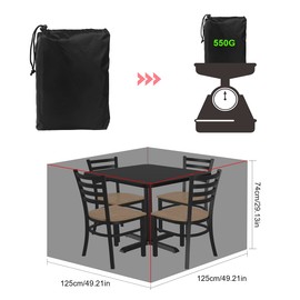 SanGlory Garden Furniture Cover with Drawstring, Waterproof, Breathable, Oxford Fabric, Garden Furniture Sets Protective Cover, Garden Table, Square (125 x 125 x 74 cm)