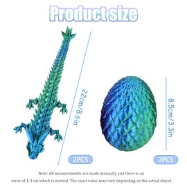 AYNKH 2 Pack 3D Printed Dragon Eggs with Dragon Inside, Articulated Crystal Animals Fidget Toy, 3D Printed Animal Decoration Gift for Kids Teen Boys Girls