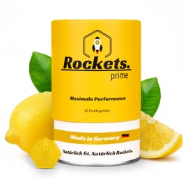 Rockets Prime Creatine Gummy Bears, 3 g Creatine per Daily Portion, Vegan & Halal, Lemon Gummies Made in Germany & Laboratory Tested, Pack of 60, Creatine Monohydrate for Muscle Building & Performance
