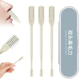 3 Pcs 2 in 1 Cortador de Pelo Nasal, Cortador de pelo nasal,Recortador de Pelos Nasales Giratorio 360° con Cuchilla de Doble Filo, Recortador Manual de Pelos Nasales con Quitaorejas Mujeres y Hombres