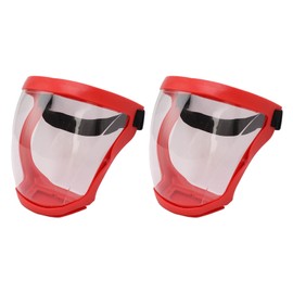 Protective Face Cover Shield, 2pcs Anti Fog Protective Transparent Cover, Reusable Face Shield with Filter Cotton Pads Protect Eyes and Face Anti Drool Splash Proof Facial Cover (Adult Red White)